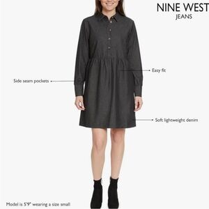 New! Nine West Jeans Long Sleeve Black Denim Dress- Griffen Soize XL